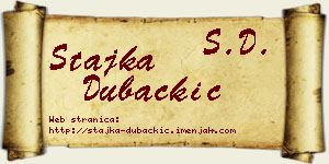 Stajka Dubačkić vizit kartica